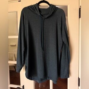 Athleta XLT Tall Dark Green Heather Uptempo Cowl Neck Hoodie